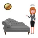 Ver imagem 5 de Recamier Divã Larissa 150cm Direito Suede:cinza/liso