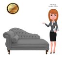 Ver imagem 5 de Recamier Divã Larissa 150cm Direito Suede:cinza/liso