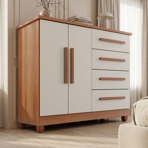 Cômoda 2 Portas 4 Gavetas com Sapateira Titan