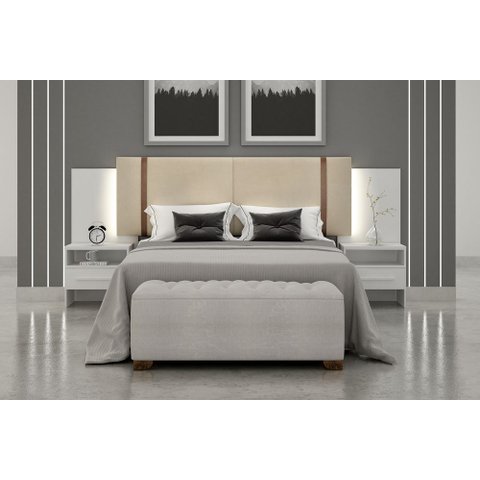 Cabeceira Cama Box Casal Monterrey com 2 Mesa de Cabeceira Nh Rei de Casa Neve
