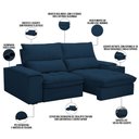 Ver imagem 3 de Sofá Retrátil Reclinável para Sala de Estar Living 210cm Nápoles F04 Veludo Azul - Lyam Decor
