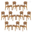 Ver imagem 1 de Kit 10 Cadeiras de Jantar Estofada Rafine Madeira Castanho Impermeável Marrom