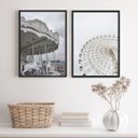 Ver imagem 2 de Kit 2 Quadros Fotografias Brancas Carrossel e Roda Gigante 24x18cm - com Vidro:madeira Branca