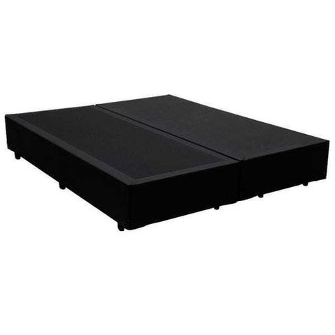 Base Box Casal Bipartido Sintético Preto 40x138x188