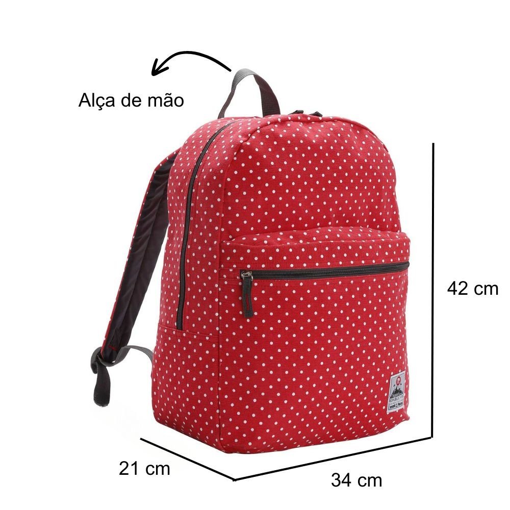 Mochila de Costas Casual Canvas Teen Bolinhas Republic Vix Vermelho Mochila de Costas Casual Canvas  - 3