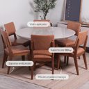 Ver imagem 2 de Conjunto de Jantar Mesa Redonda com Vidro Bennett 6 Cadeiras Ella - Natural C/ Caramelo