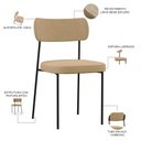 Ver imagem 4 de Cadeira Decorativa Estofada para Sala de Jantar Melina L02 Linho Bege Escuro - Lyam Decor
