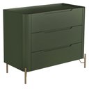 Ver imagem 1 de Cômoda para Quarto Closet Orgânica 3 Gavetas Pés Industrial Dourado Bliss I03 Musgo - Lyam Decor