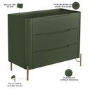 Ver imagem 2 de Cômoda para Quarto Closet Orgânica 3 Gavetas Pés Industrial Dourado Bliss I03 Musgo - Lyam Decor