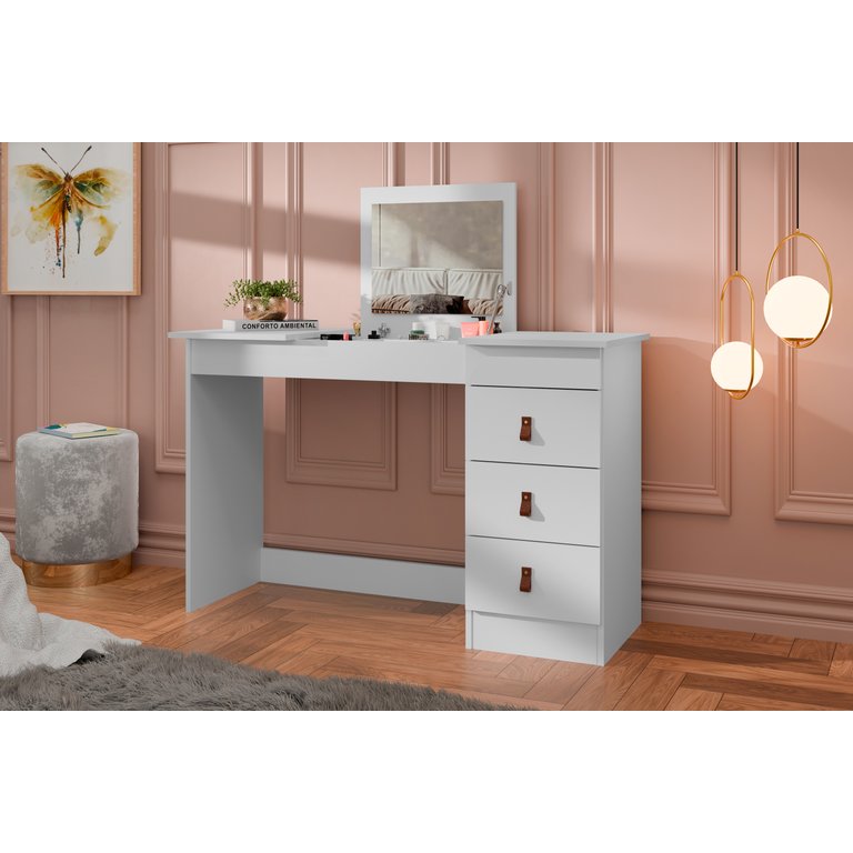 Penteadeira Escrivaninha Isadora 3 Gavetas C/epelho e Porta Maquiagem 100% Mdf Branco Acet Penteadeira Escrivaninha Isadora 3 Gavetas C/epelho e Porta Maquiagem 100% Mdf Branco Acet