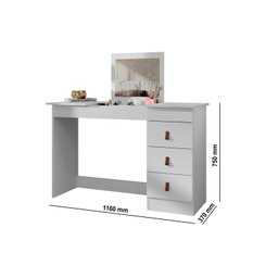 Penteadeira Escrivaninha Isadora 3 Gavetas C/epelho e Porta Maquiagem 100% Mdf Branco Acet - 5