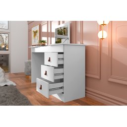 Penteadeira Escrivaninha Isadora 3 Gavetas C/epelho e Porta Maquiagem 100% Mdf Branco Acet - 4