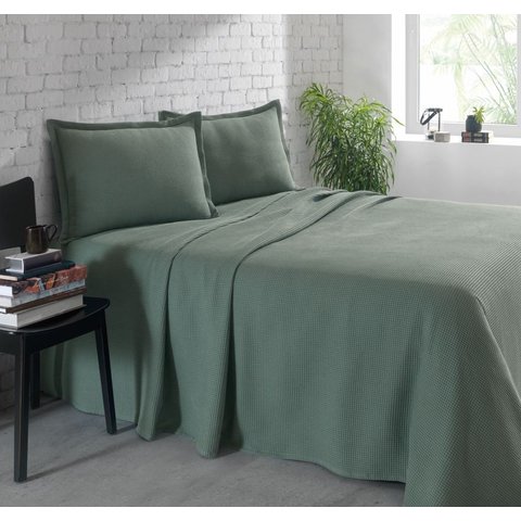 Kit Colcha Casal Piquet Liso Verde Dohler