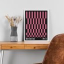 Ver imagem 1 de Quadro Bauhaus Pink Black- Rolled Rectangles 45x34cm:moldura Branca