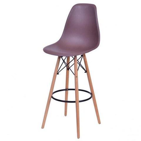 Banqueta Polipropileno Base Madeira Eiffel OR Design