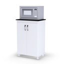 Ver imagem 2 de Balcão Armário Microondas Multiuso 2 Portas para Cozinha - Branco/preto