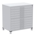 Ver imagem 1 de Mapoteca 10 Gavetas Pandin 120 Cm (larg) Inmetro Tampo Mdp Branco Estrutura Aço Cinza Gavetas Cinza