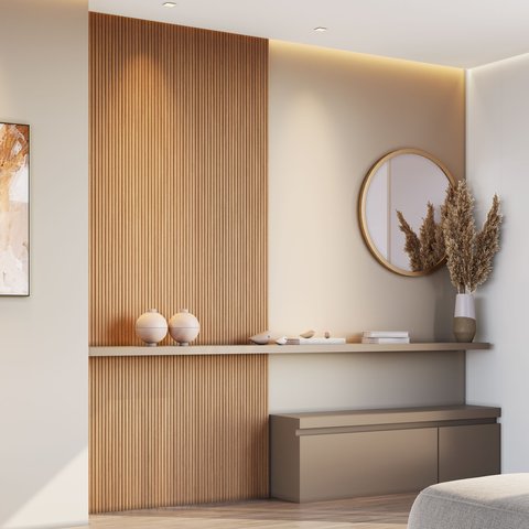 Kit 2 Placas de Painel Ripado Tóquio 250cm x 58cm x 3,3mm (Rende 2,9m²) Ecorevest Marrom/Itapuã