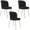 Ver imagem 1 de Kit 03 Cadeiras para Sala de Jantar Cozinha Estofada Gavi Arena L02 Bouclê Preto - Lyam Decor
