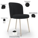 Ver imagem 4 de Kit 03 Cadeiras para Sala de Jantar Cozinha Estofada Gavi Arena L02 Bouclê Preto - Lyam Decor
