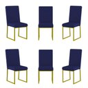 Ver imagem 1 de Kit 6 Cadeiras para Mesa de Jantar Base Industrial Dourado Balaqui Cor:azul Marinho