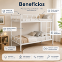 Ver imagem 2 de Beliche Solteiro Branca Aço com Escada Lateral e Grade de Proteção para Quarto