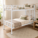 Ver imagem 1 de Beliche Solteiro Branca Aço com Escada Lateral e Grade de Proteção para Quarto