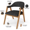 Ver imagem 4 de Kit 03 Cadeiras de Jantar e Estar Living Estofada Nadja L02 Linho Chumbo - Lyam Decor