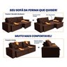 Sofá Cama Retrátil Reclinável 3,00m Bangkok Suede Velut Marrom Molas no Assento - King House - 5