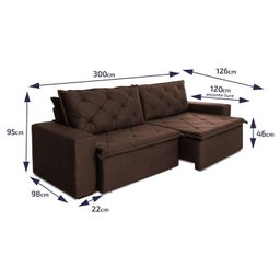 Sofá Cama Retrátil Reclinável 3,00m Bangkok Suede Velut Marrom Molas no Assento - King House - 2