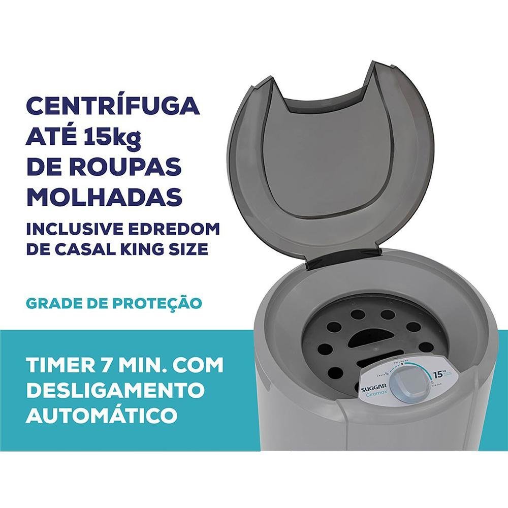 Centrifuga de Roupas Giromax 15kg Ct1501pr Suggar 127v - 2