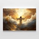 Ver imagem 3 de Quadro Decorativo Jesus sobre As Águas em Fúria Sala Quarto Casa Escritório