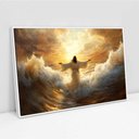 Ver imagem 2 de Quadro Decorativo Jesus sobre As Águas em Fúria Sala Quarto Casa Escritório
