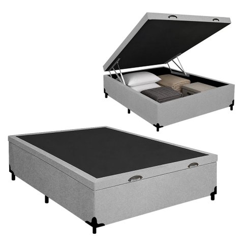 Base Box Baú Casal Suede Alali 138x188x40cm:Cinza