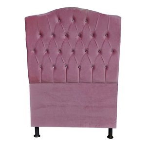 Cabeceira de Cama Box Princesa Solteiro 90 Cm Botão Strass Suede Rosa Bebê Eli Móveis