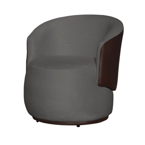 Poltrona Organica Recepção para Sala Aisha Corano Marrom e Suede Cinza - Incasa Decor