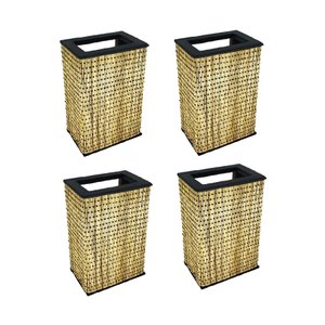 Kit 4 Arandela Dois Fachos E Frisos Parede Rustica Madeira