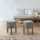Ver imagem 3 de Kit Puff Banqueta Redondo Thor Decorativo Quarto Sala Luxo Cinza