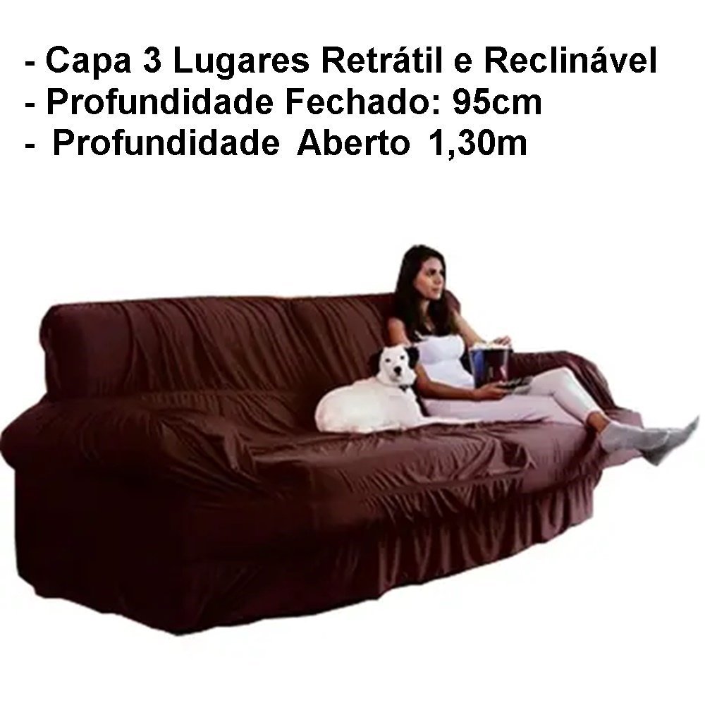 Capa para Sofá Retrátil e Reclinável 3 Lugares Tabaco - 7