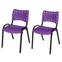 Ver imagem 1 de Kit 2 Cadeira Iso Tubo Oblongo Aço Industrial Empilhavel - Roxo