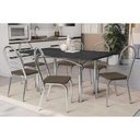 Ver imagem 1 de Conjunto: Mesa Sala Jantar Elba Tampo Madeirado C/ Vidro 160cm e 6 Cadeiras Holanda Cromada/preto -