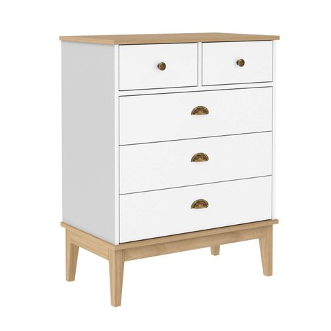 Cômoda 70cm 5 Gavetas com Pés em Madeira Maciça Mb 1020 Movelbento