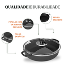 Ver imagem 2 de Frigideira Paella 36cm Tampa Vidro Alça Ferro Panela Mineira