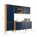 Ver imagem 3 de Cozinha Compacta Modulada com 10 Portas e 5 Gavetas Domus Espresso Móveis Azul/Nogal/Royal