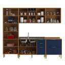 Ver imagem 4 de Cozinha Compacta Modulada com 10 Portas e 5 Gavetas Domus Espresso Móveis Azul/Nogal/Royal