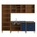 Ver imagem 5 de Cozinha Compacta Modulada com 10 Portas e 5 Gavetas Domus Espresso Móveis Azul/Nogal/Royal