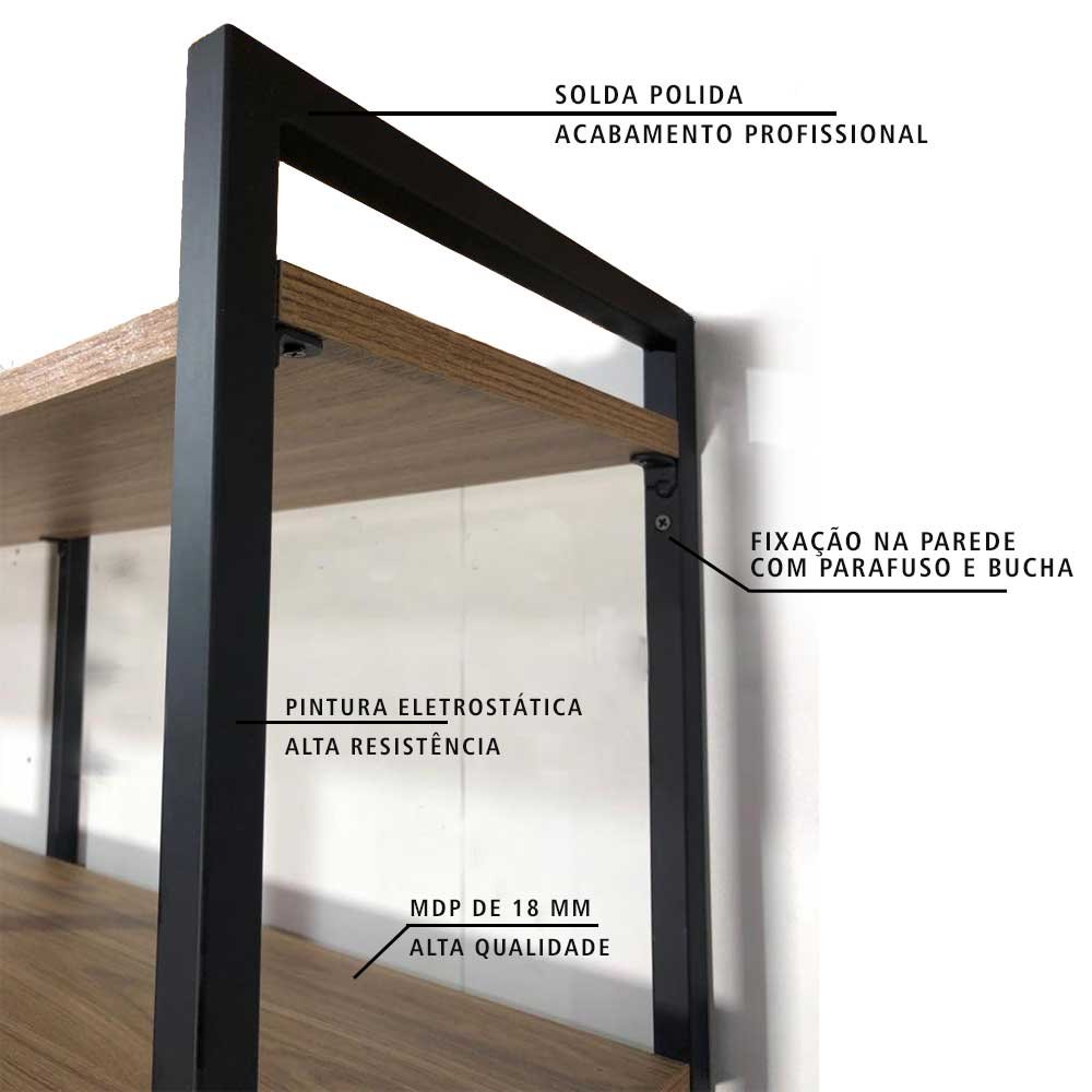 Estante Industrial para Tv Urban de Parede 130x34x184 Cm - 4