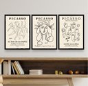 Ver imagem 1 de Kit 3 Quadros Minimalistas Posters De picasso 24x18cm - com Vidro:madeira Branca