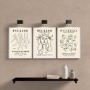 Ver imagem 2 de Kit 3 Quadros Minimalistas Posters De picasso 24x18cm - com Vidro:madeira Branca
