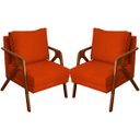 Ver imagem 1 de Kit 2 Poltrona Decorativa para Sala Recepção Consultório Reforçada em Madeira Maciça Shine Suede